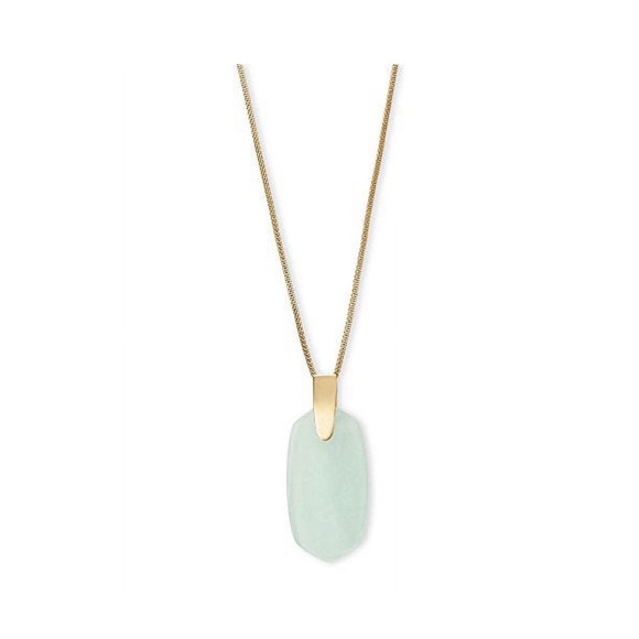 Kendra Scott Gold Tone “Inez” Adjustable Pendant Necklace In Green Chalcedony - Picture 1 of 5